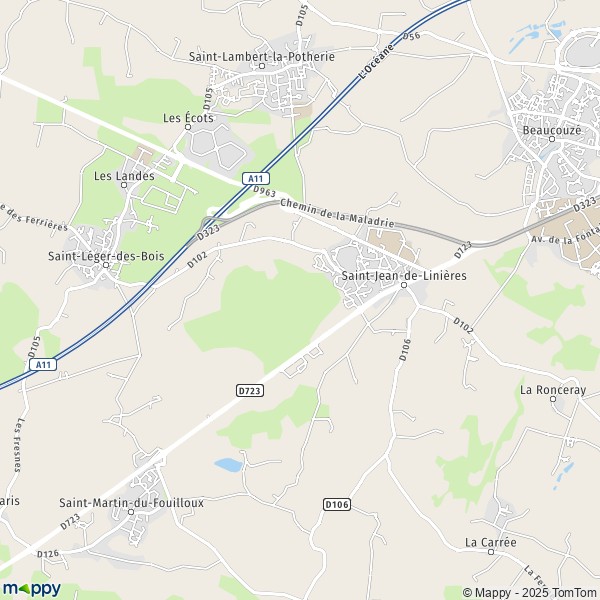 Carte de la localisation de Saint-Jean-de-Linières